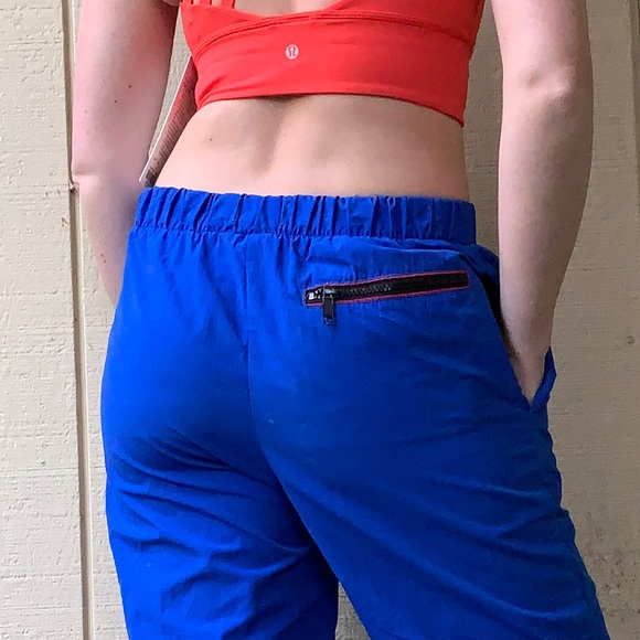Vintage 80’s REI high waist track pants sz S vibrant blue red zipper ankle-snap - Picture 7 of 11